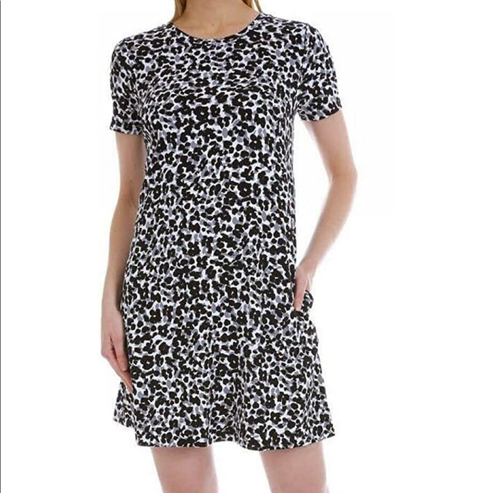 Black and White Leopard T Shirt Dress- Size Small